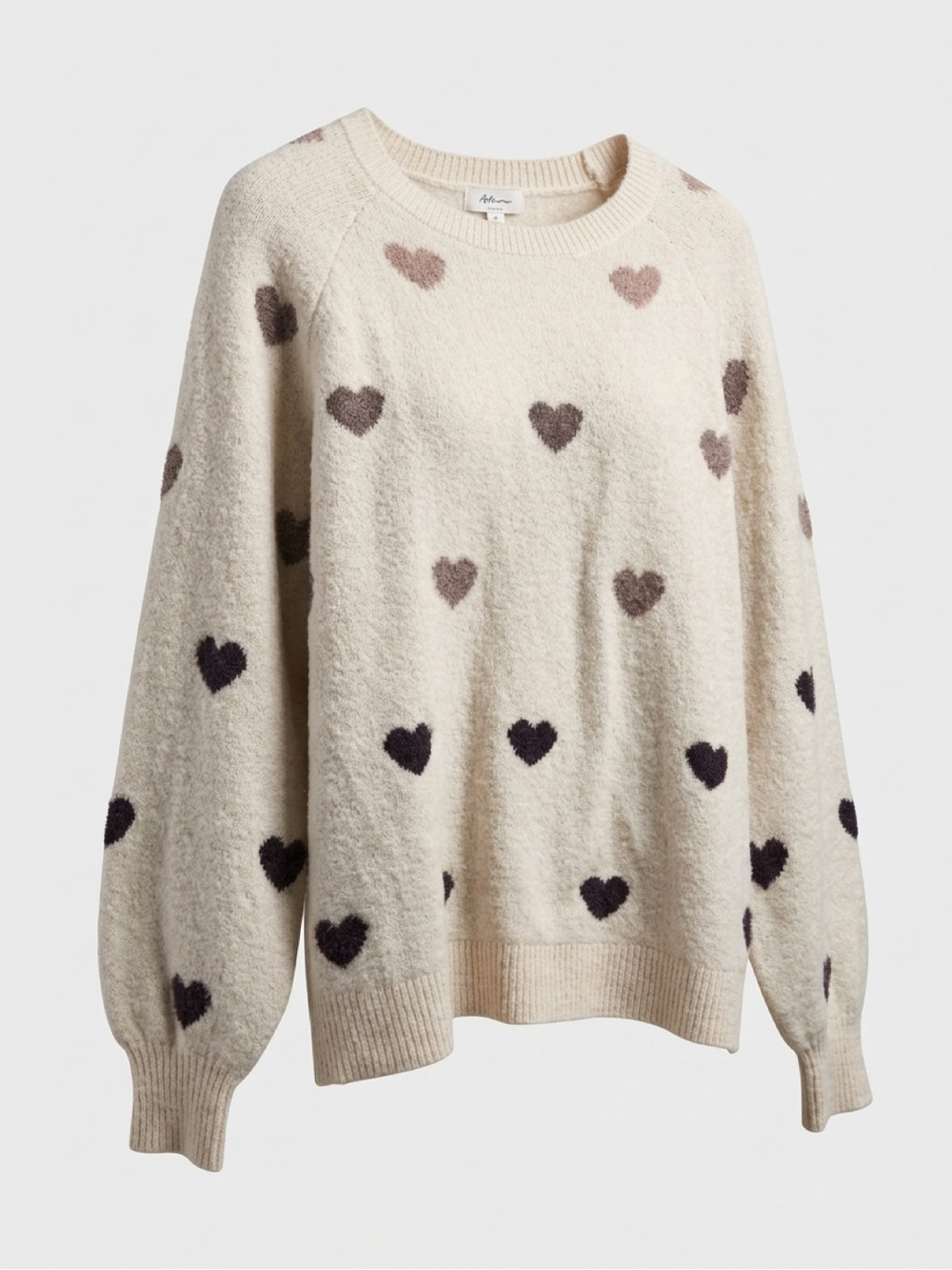 Reitmans Cream Crewneck Sweater with Heart Motif - Picture 2 of 6
